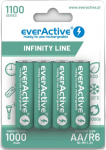 AA / R06 Ni-MH everActive 1100mAh Infinity Line baterijos 3000 ciklų (4 lizdinė plok&scaron;telė)