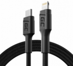 Green Cell Žalias Cell GC Power Stream USB Type-C Male - Lightning Male 1m MFi Juodas