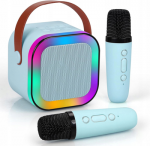 Extralink Kids Mini karaoke LED garsiakalbis 2x Mic Mėlyna | Karaoke rinkinys | garsiakalbis, 2x mikrofonas, Bluetooth, AUX, atminties kortelės lizdas, RGB ap&scaron;vietimas