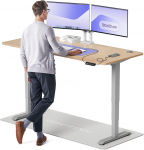 Elektrinis Reguliuojamo: Auk&scaron;čio stalas Desktronic HomePro Bambukas/Pilkas, 180x80cm, Dvigubas motoras, USB ir USB-C įkrovimo lizdai