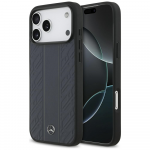 Dėklas Mercedes Leather Laurel Leaves Stripes MagSafe skirtas Apple iPhone 17 Pro Max mėlynos spalvos