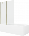 Vonia Mexen Vega su apdaila ir stiklo sienele, 150x70 cm + 120 cm, Baltas+Gold/Transparent