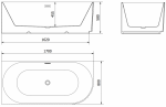 Vonia Mexen Gia, kairinė, 170 x 80 cm, Juodas matt + Baltas persipylimas