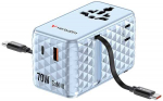 Verbatim kelioninis įkroviklis EU/UK/US GaN 1xUSB-C/1xUSB-A/2xUSB-C PD 70W mėlynos spalvos 30187