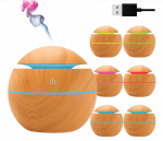 Sferinis oro drėkintuvas su LED ap&scaron;vietimu ir aromaterapijos funkcija + 12 vnt. eterinių aliejų komplektas Happy People AN25/28