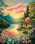 Tapyba pagal numerius Wizardi Beldizart Pie&scaron;imo pagal skaičius rinkinys "Saulėlydžio peizažas" 40x50 cm W088 0425