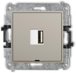 Karlik Elektrotechnik 60MCUSBBO-3 MINI vieno USB A tipo įkroviklis, maks. 10 W, 5 V, 2 A, be etiketės lauko, pilk&scaron;vai pilk&scaron;vas 60MCUSBBO-3