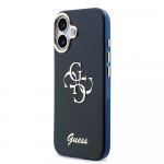 Guess IML 4G Script Metal Logo dėklas skirtas iPhone 17 Mėlyna