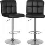 Songmics Baro kėdžių rinkinys 46x42x96,5-118,5 cm, juodos spalvos dirbtinė oda