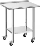 Nerūdijančio plieno virtuvės darbastalis 762 x 610 x 894 mm. su ratukais. apkrova 204 kg