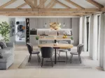MERCY extension table, color: top - golden oak, legs - juodas