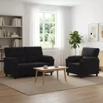 Sofa Sofos komplektas 2 vnt. Juoda Aksomas
