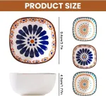 Lekefeto Boho stiliaus maži padažų indeliai: Keramikiniai padažų indeliai, 6 vnt. rinkinys, 200 ml prieskonių indeliai, kraunami sojų padažo indeliai, sojų padažo indeliai, skirti sojų padažui, užkandžiams, su&scaron;i, skersmuo 9,4 cm