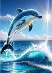 Gdyeeh &bdquo;pasidaryk pats&ldquo; 5d deimantų tapybos rinkinys su delfinais, jūros pilno apvalaus gręžimo blizgantis deimantų tapybos paveikslas, saulės spindulių deimantų tapybos meno rinkiniai suaugusiems pradedantiesiems, namų sienų dekoras 30x40 cm