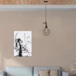 Homemania juodos ir sidabro spalvos metalinis pakabinamas &scaron;viestuvas 20 x 20 x 112 cm 1 x E27 Max 100w
