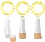 Dumcuw butelių lemputės, 20 led lempučių su baterijomis, usb įkraunamos 2024 m. atnaujintos butelių lemputės su kam&scaron;čiu kalėdinėms dekoracijoms, &scaron;viečia 16-24 val. vienu įkrovimu (4 vnt./&scaron;ilta balta)
