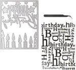 Urroma plastikiniai trafaretiniai reljefiniai &scaron;ablonai "su gimtadieniu", metaliniai kirpimo &scaron;tampai kortelių gamybai gėlių "pasidaryk pats" plastikinis scrapbooking nuotraukų albumas kortelių popierius "pasidaryk pats" amatai