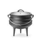 Hendi ketaus puodas ant 3 kojų su svirtimi ir dangčiu, skirtas potjiekos, atvirai ugniai, potjie raganos katilas, olandi&scaron;kas orkaitė, 6 l, skersmuo 245 x (a) 280 mm, juodas