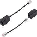 Maozhou 2 vnt. Rj11 į Rj45 adapterių rinkinys, juoda Rj11 6p4c jungtis, telefono kabelio į Rj45 8p8c adapteris, ethernet į telefono laidinio ry&scaron;io keitiklis