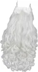 Baoblaze Kalėdų senelio perukas ir barzda Cosplay balti ilgi Kalėdų senelio kostiumo aksesuarai garbanotas perukas Kalėdų senelio perukas barzda, barzda 80 cm