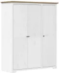 Knygų spinta BODO, balta/ruda, 146x53,5x173 cm, pu&scaron;ies masyvas