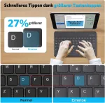 Emetok voki&scaron;ka bluetooth klaviatūra, skirta Ipad Air/pro/mini/10.9/10.2/9.7/iphone/android, padidinti klavi&scaron;ų gaubteliai, įkraunama, Qwertz, ne&scaron;iojama belaidė, itin plona, juoda (be ap&scaron;vietimo)