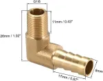 Sourcing map 3pcs žalvarinis barb vamzdis 90 laipsnių alkūnė 8mm barb į 1/8pt vamzdžio adapterio ki&scaron;tuką
