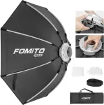 Fomito 95cm a&scaron;tuonkampis softbox greito atleidimo fotografijos &scaron;viesos difuzorius su bowens speedring laikikliu, spindulių grotelėmis, skirtas monolight foto studijos stroboskopo &scaron;viesai