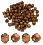 Misko Pasaka Mediniai karoliukai, dažyti, apvalūs, sienna, 12x11mm, 50g~85vnt