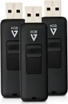 V7 Vf24gar-3pk-3e Slider Usb 2.0 atmintinė 4 Gb, juoda (3 vnt. pakuotė)
