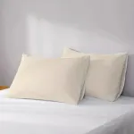 Dvigulės lovos pagalvių užvalkalai 100% medvilnė Kvėpuojantys ir mink&scaron;ti pagalvių užvalkalų komplektas i&scaron; 2 vnt. 52 x 82 cm pagalvių užvalkalai su užlenkiamu užsegimu kreminės dramblio kaulo smėlio spalvos