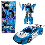 Policijos automobilis-robotas 2in1 su &scaron;viesos ir garso efektais