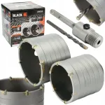 Juodas gręžimo karūna betonui sds+ plus, skirta dėžutėms 65mm + 80mm