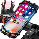 Retoo silikoninis telefono laikiklis dviračiui, nuimamas, 360&deg; reguliuojamas, universalus telefono laikiklis motociklui, skirtas 3,5&ndash;6,5 colių i&scaron;maniesiems telefonams, nuimamas telefono laikiklis ant vairo, motociklui