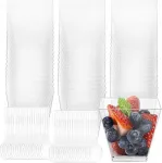 50 plastikinių desertinių puodelių su &scaron;auk&scaron;teliais, kiekvieno talpa 60 ml