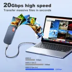 Usb c&ndash;usb c duomenų perdavimo kabelis, trumpas, 30 cm, usb 3.2 gen2 x 2, 20 gbps duomenų perdavimas, 100 w pd 3.0 type c įkrovimo kabelis, 4k @ 60 hz vaizdo kabelis ne&scaron;iojamam kompiuteriui, mobiliajam telefonui, plan&scaron;etiniam kompiuteriui, ssd/i&scaron;orini ...