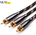 Skw audio kabelis rca ki&scaron;tukas į 2 rca ki&scaron;tukus, stereo audio kabelis, didelio tikslumo signalo kabelis, kurio skersmuo 6,0 mm (1,5 m, juodas)