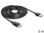 USB kabelis Delock USB-A - USB-A 3 m Juodas (83372)