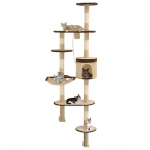 Draskyklė katėms su stovais i&scaron; sizalio, 194cm, smėl. ir rud. sp.