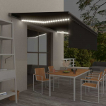 Markizė su uždanga/LED/vėjo jutikliu, antracito, 5x3m