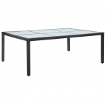 Lauko valgomojo stalas, juodas, 200x150x74cm, poliratanas