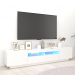 TV staliukas Televizoriaus spintelė su LED ap&scaron;vietimu, balta, 200x35x40cm