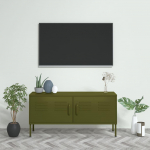 TV staliukas Televizoriaus spintelė, alyvuogių žalia, 105x35x50cm, plienas