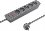 QOLTEC 50275 Maitinimo juosta 5 lizdai 1,8m Pilkas