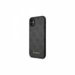 Guess GUHCN61G4GFGR Apple iPhone 11 6,1"pilkas hard dėklas 4G Metal Gold Logo
