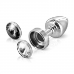 Diogol Anni Magnet 25mm Aliuminio Plug with Swarovski Crystal Juodas/Clear
