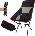 Kempingo žvejo kėdė sulankstoma juoda ir raudona