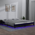 Lova Lovos rėmas su LED, juodos spalvos, 160x200cm, medienos masyvas