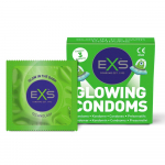 EXS Glow in the Dark Condoms 3-Pack | Odorless Thin Latex