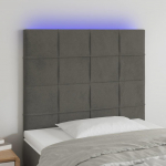 Galvūgalis su LED, tamsiai pilkas, 80x5x118/128cm, aksomas